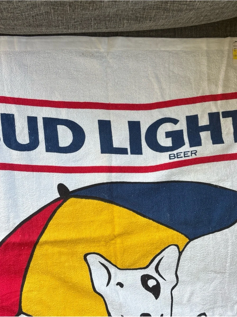 New rare 80s 1980 Bud Light Spuds Mackenzie Beach Towel vintage collectible